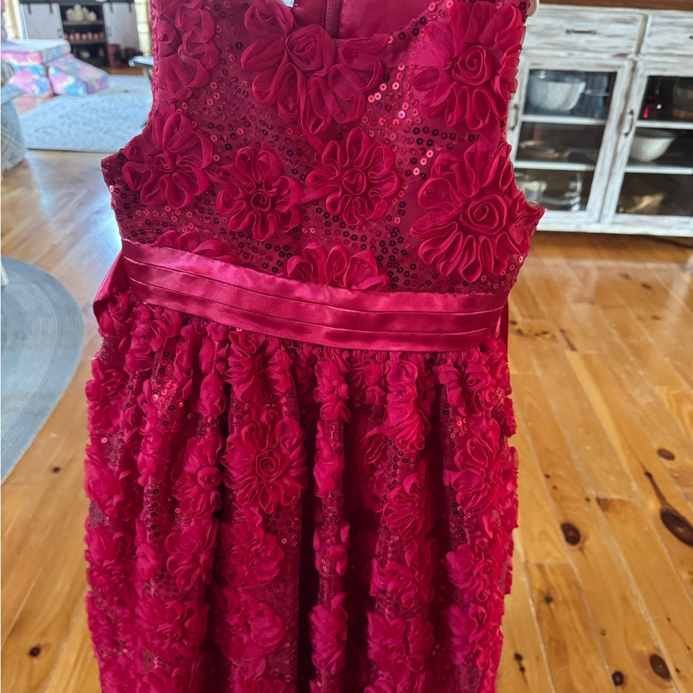 American Princess Burgundy Floral Kids Dress